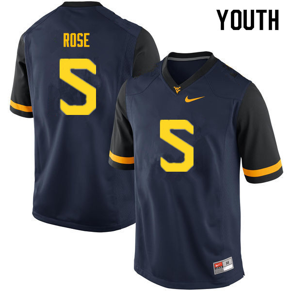 NCAA Youth Ezekiel Rose West Virginia Mountaineers Navy #5 Nike Stitched Football College Authentic Jersey CC23W21JW